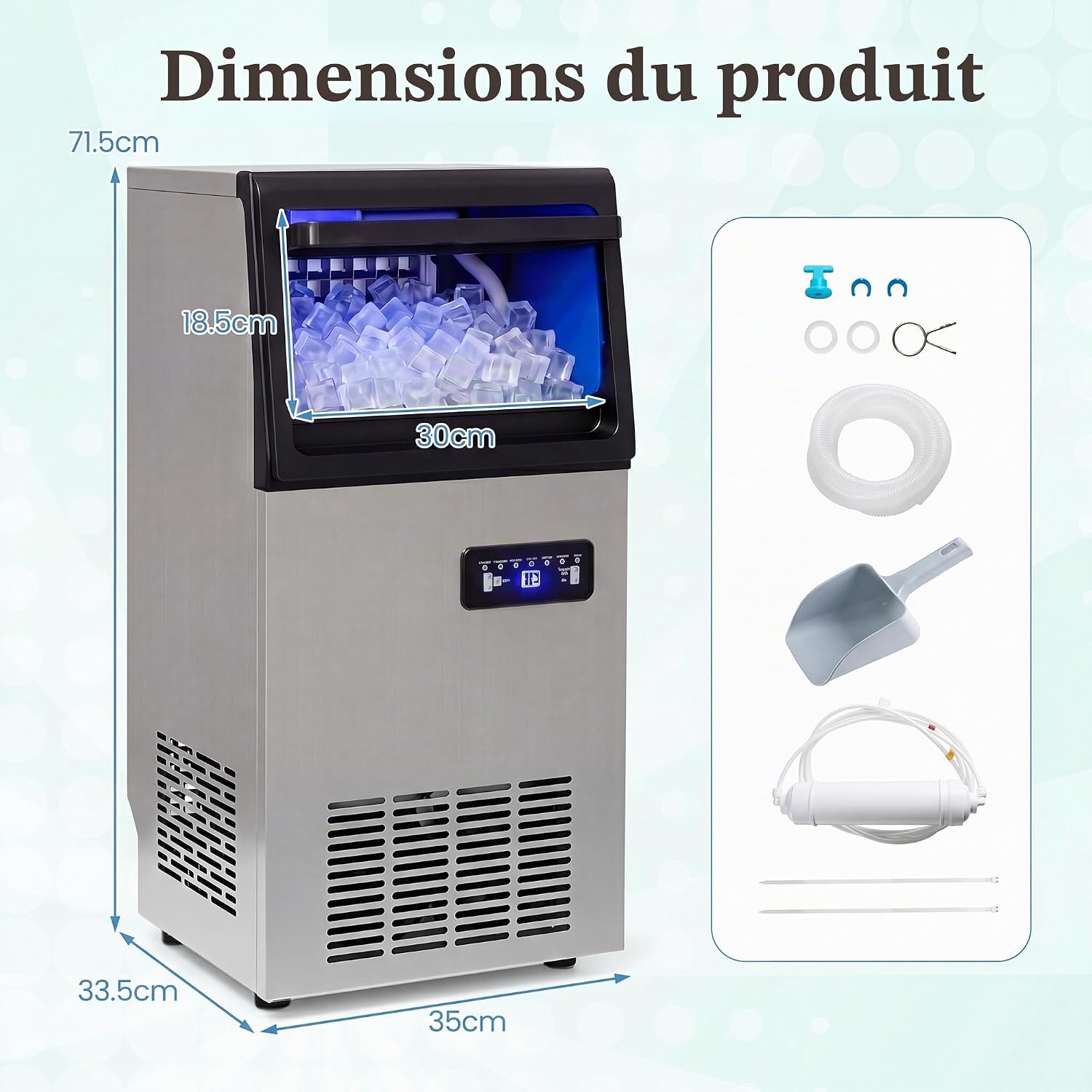 Machine à Glaçons Professionnelle 50kg/24h, Ice Maker Restaurant