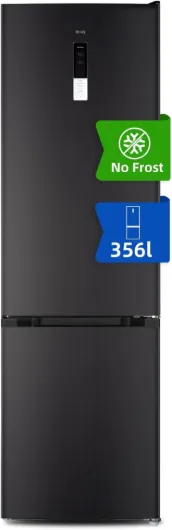 CHIQ Réfrigérateur congélateur combiné, 356 L(260 +96 L) total, Sans givre, Bac à légumes, Tiroirs profonds, Mode vacances, Alarme de porte, Garantie 12 ans pour compresseur, Inox FBM351LEI42 356L Nofrst
