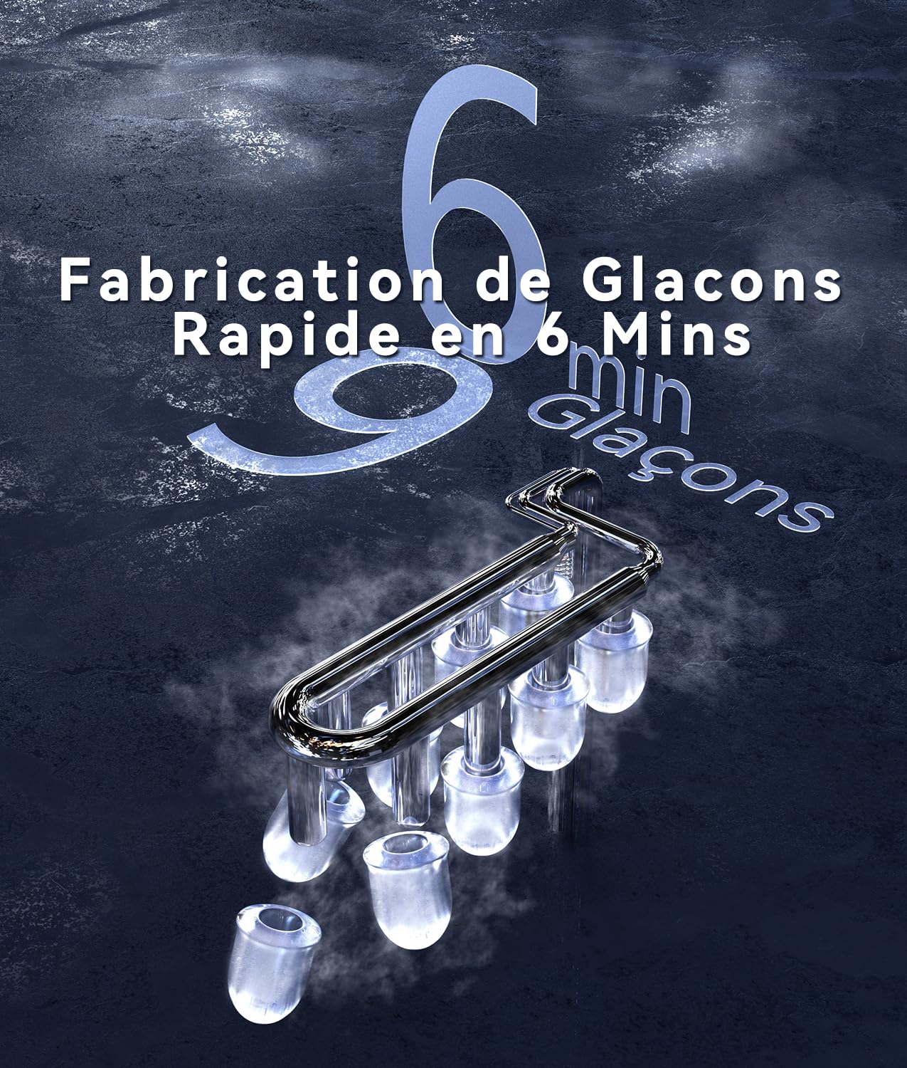 Machine à Glaçons, 9 Glaçons en 6 Minutes, 2 Tailles de Glaçons, Machine à Glacons Autonettoyante, 12KG en 24 Heures, Machine a Glacons Portable Pour la Maison/Fête/Cuisine/Bar-Noir