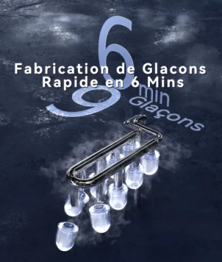 Machine à Glaçons, 9 Glaçons en 6 Minutes, 2 Tailles de Glaçons, Machine à Glacons Autonettoyante, 12KG en 24 Heures, Machine a Glacons Portable Pour la Maison/Fête/Cuisine/Bar-Noir