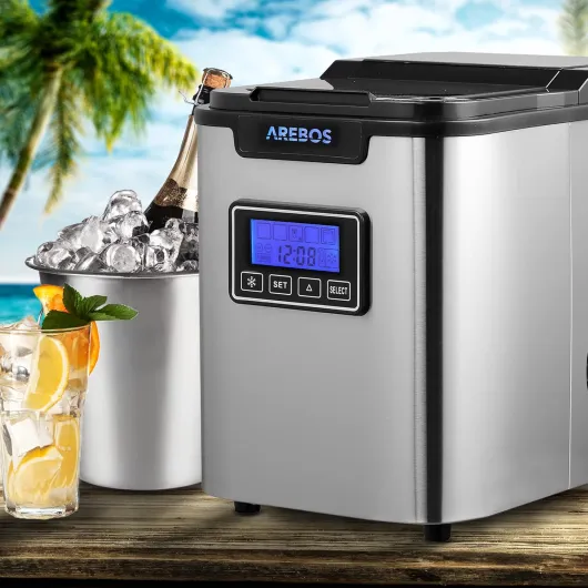 Machine à glaçons - Ice Cube Maker - 12 kg / 24 h - 10-15 minutes de production - 3 tailles de glaçons - Réservoir d'eau de 2,2 L - Machine à glaçons - Minuteur & écran LCD