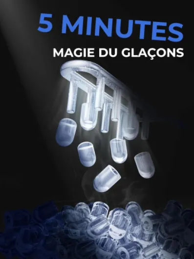 Machine à glaçons, glaçons en 5 minutes, 14 kg en 24 heures, mini machine à glaçons autonettoyante, 2 tailles de glaçons pour la Cuisine/Camping/Maison (Noir Sombre)