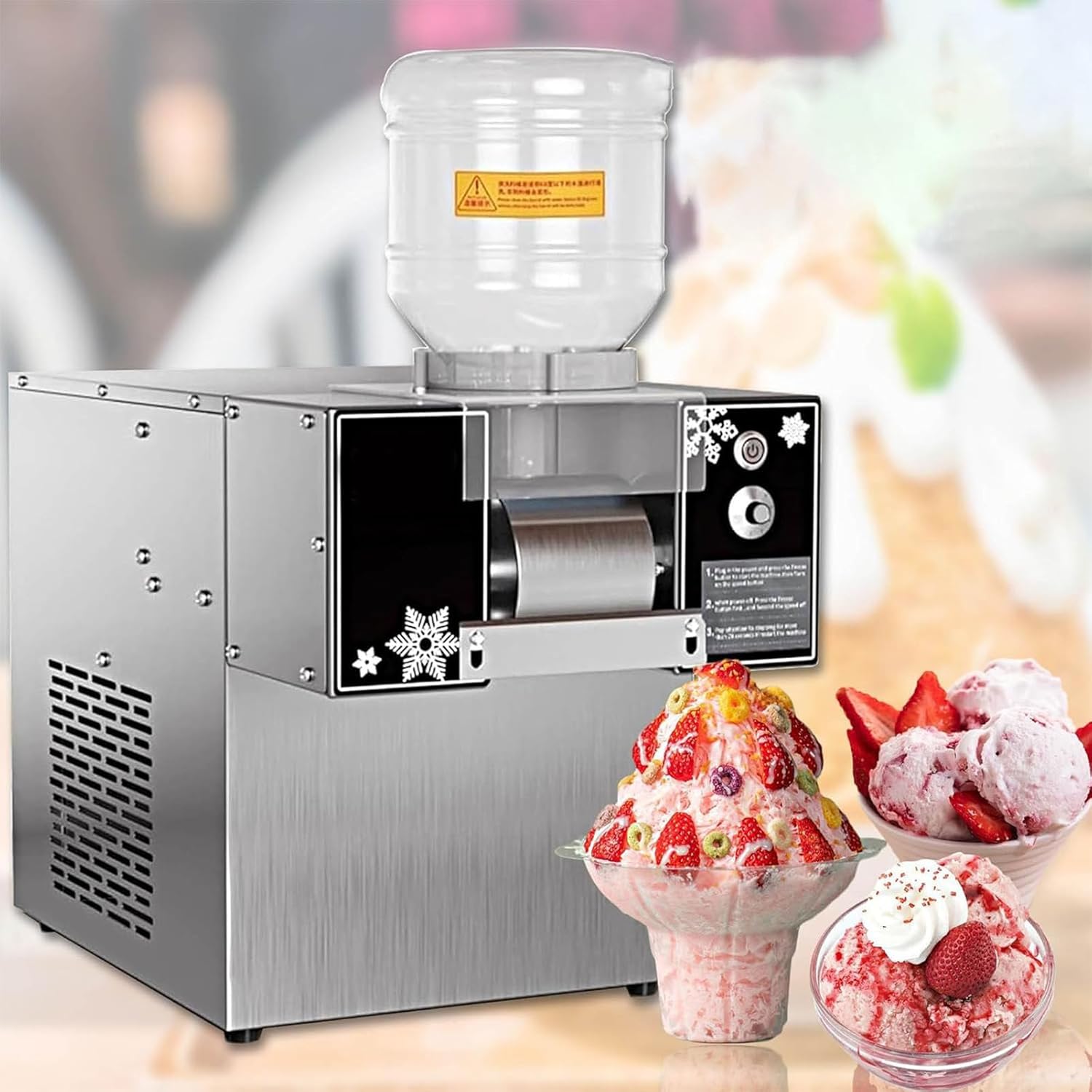 RayGenius 60KG/24H Machine à Glace à Flocons de Neige coréenne refroidie par air Petite Machine à Glace à Neige refroidie en continu Bingsu Shaver Smoothie Crusher 220V,Mechanical-60KG 60KG Mechanical