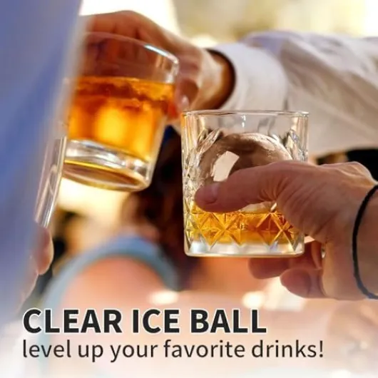 Machine à glaçons à whisky – Machine à sphères de glace transparentes de 5,1 cm avec fonction autonettoyante, produit 84 boules de glace par jour pour une utilisation à la maison et au bar