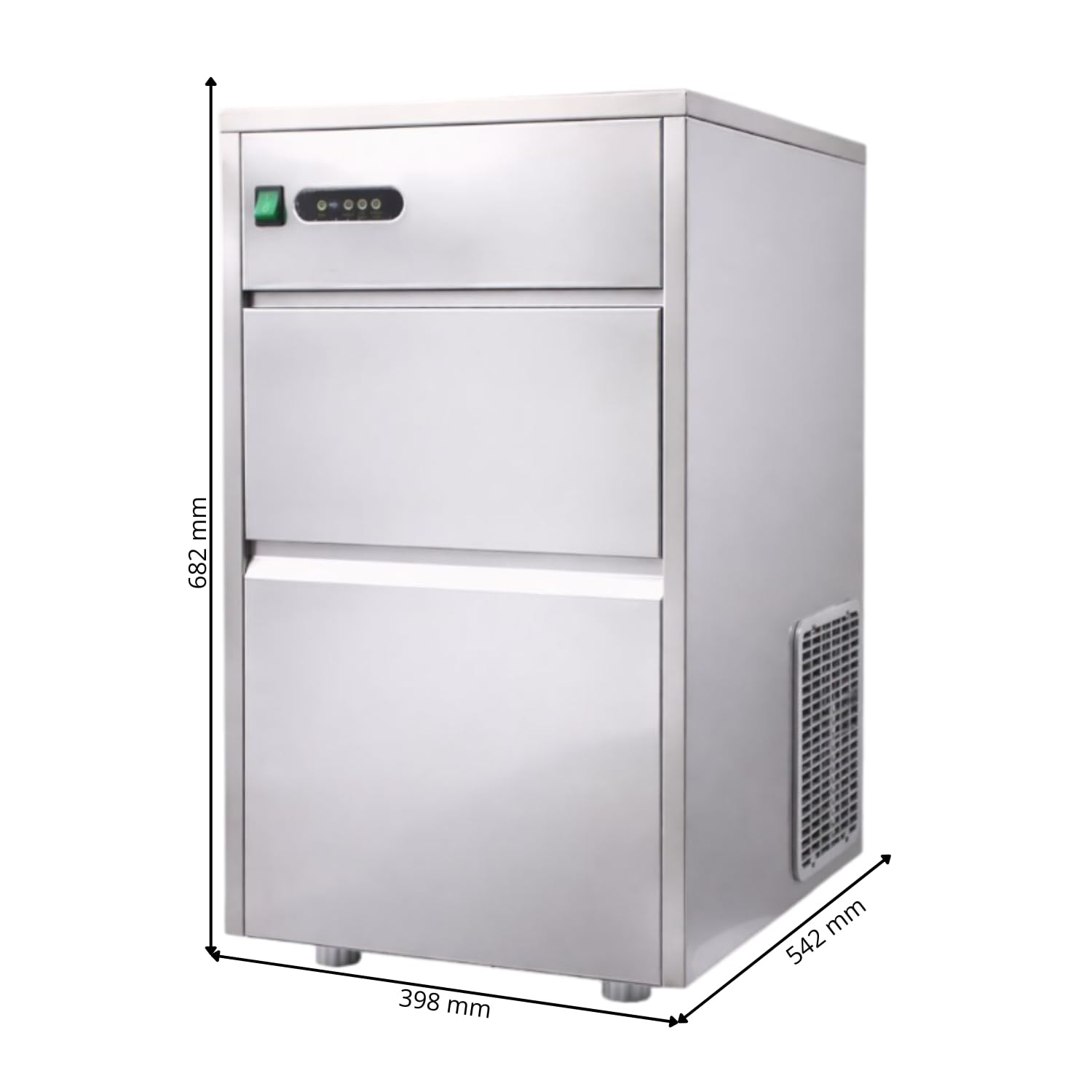 Machine à Glaçons Creux Professionnelle 25 kg/24h – Réserve 7 kg – Inox – R290 – Commande Digitale
