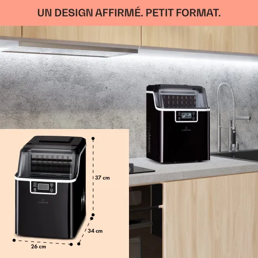 Machine a Glacons, Machine à Glacons pour la Maison, Machine a Glacon 3,2 litres, Fonctionnement Rapide, Ice Maker 20kg de Glace, Petits et Grands Glaçons, Machines à Glaçons Autonettoyante Noir