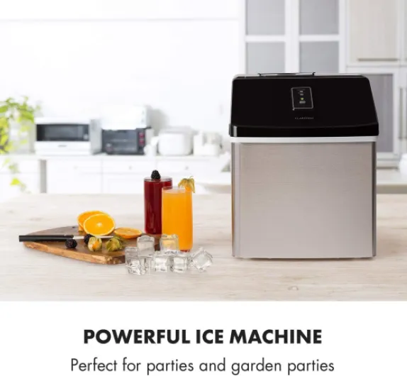 Klarstein Machine a Glacons pour la Maison, Capacité de 2.5L, Fabrique Rapidement Jusqu'à 13kg de Glacons, Machine à Glaçons de Taille Moyenne, Ice Maker avec Alarmes de Sécurité, Facile à Nettoyer Gris / Noir