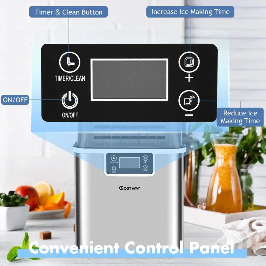 Machine à Glaçons 18kg en 24h, Machine a Glacons à Affichage LCD, Minuterie 24 Heures, 24 Glaçons en 15-20 Minutes, Autonettoyant, Réservoir d'Eau 3,2 L, pour Maison, Camping, Fête