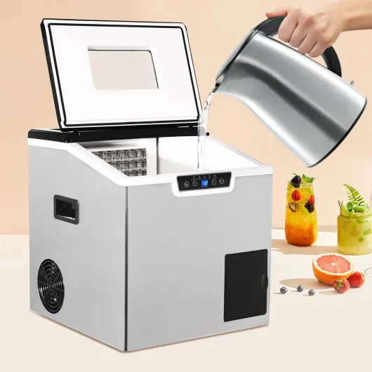 Machine à glaçons, broyeur à glace, appareil de table avec réservoir d'eau, écran LCD, refroidissement à air pour la maison, le bureau ou le café, glaçons carrés, production rapide de glace