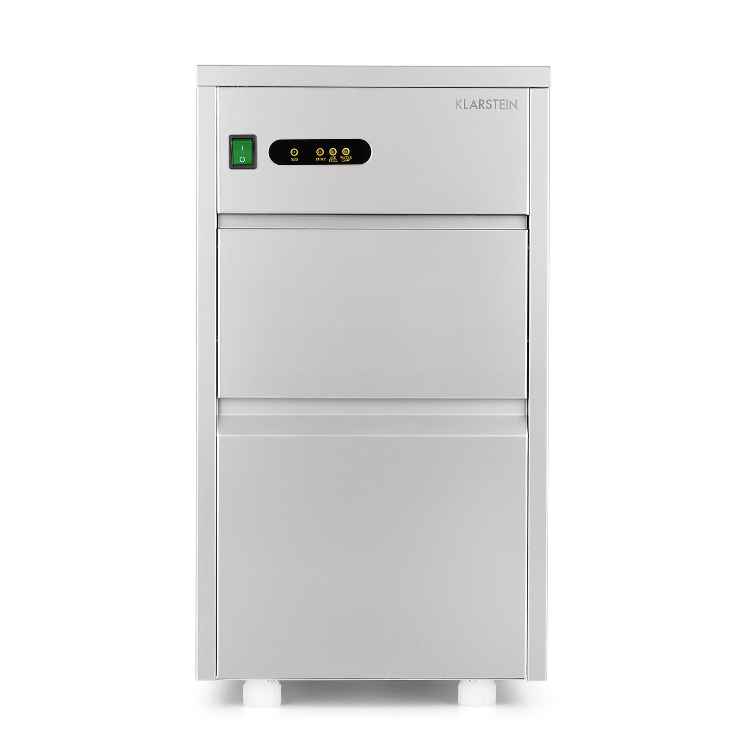 Powericer XL Machine à glaçons Industrielle - 145 W, Réservoir de Glace de 3,5 kg, Glace sans arrière goût, 20 kg de glace/24 h, Compresseur Puissant et Silencieux, Argent 20 kg/24 h Argent