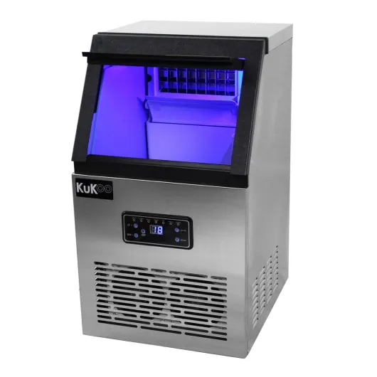 Machine à Glaçons Professionnelle en Inox pour Restaurants, Bars et Salon de Thé, 40kg de Glaçons en 24h, Broyeur à glace pilée INCLUS