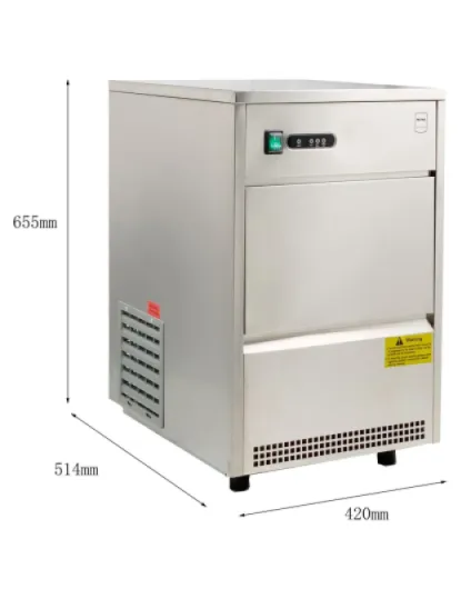 Machine à glaçons GIM1026B, Acier inoxydable, 42 x 51.4 x 65.5 cm, 170 W, 26 kg / 24 h, forme conique creuse, argentée 26 kg/jour