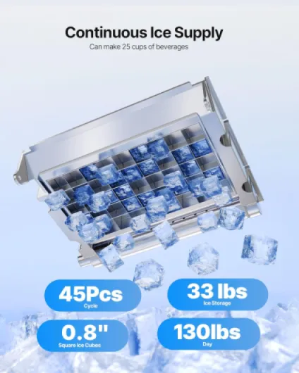 Machine à Glaçons Commerciale 54,4 kg/24 h, Appareil de Préparation de Glaçons avec Capacité de Stockage de 15 kg, 45 Cubes par Cycle, avec Écran LED et Nettoyage Automatique, Restaurant Bar 59 kg/24 h