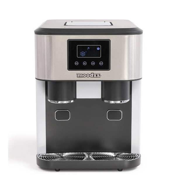 Machine à glaçons 3 en 1 et distributeur d'eau froide, glace pilée, 2 tailles de glaçons, production de glace 15-18 kg/24H, écran LCD