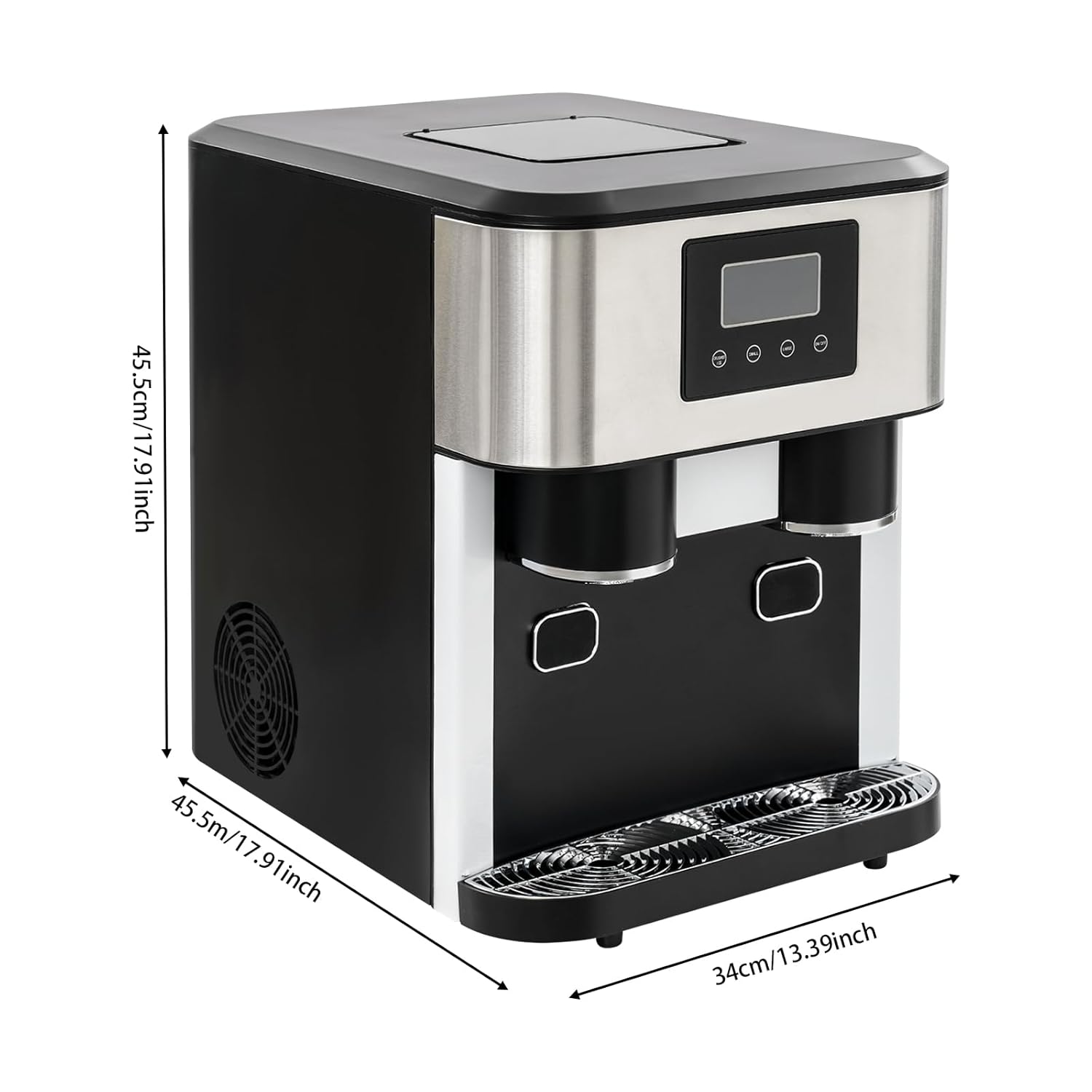 Machine à glaçons 3 en 1 avec réservoir d'eau et écran LCD, 16 glaçons en 7-9 minutes, machine à glaçons glace pilée et distributeur d'eau froide, portable pour la maison, le bureau, le café, le bar