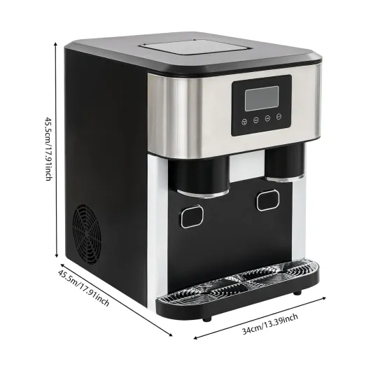 Machine à glaçons 3 en 1 avec réservoir d'eau et écran LCD, 16 glaçons en 7-9 minutes, machine à glaçons glace pilée et distributeur d'eau froide, portable pour la maison, le bureau, le café, le bar
