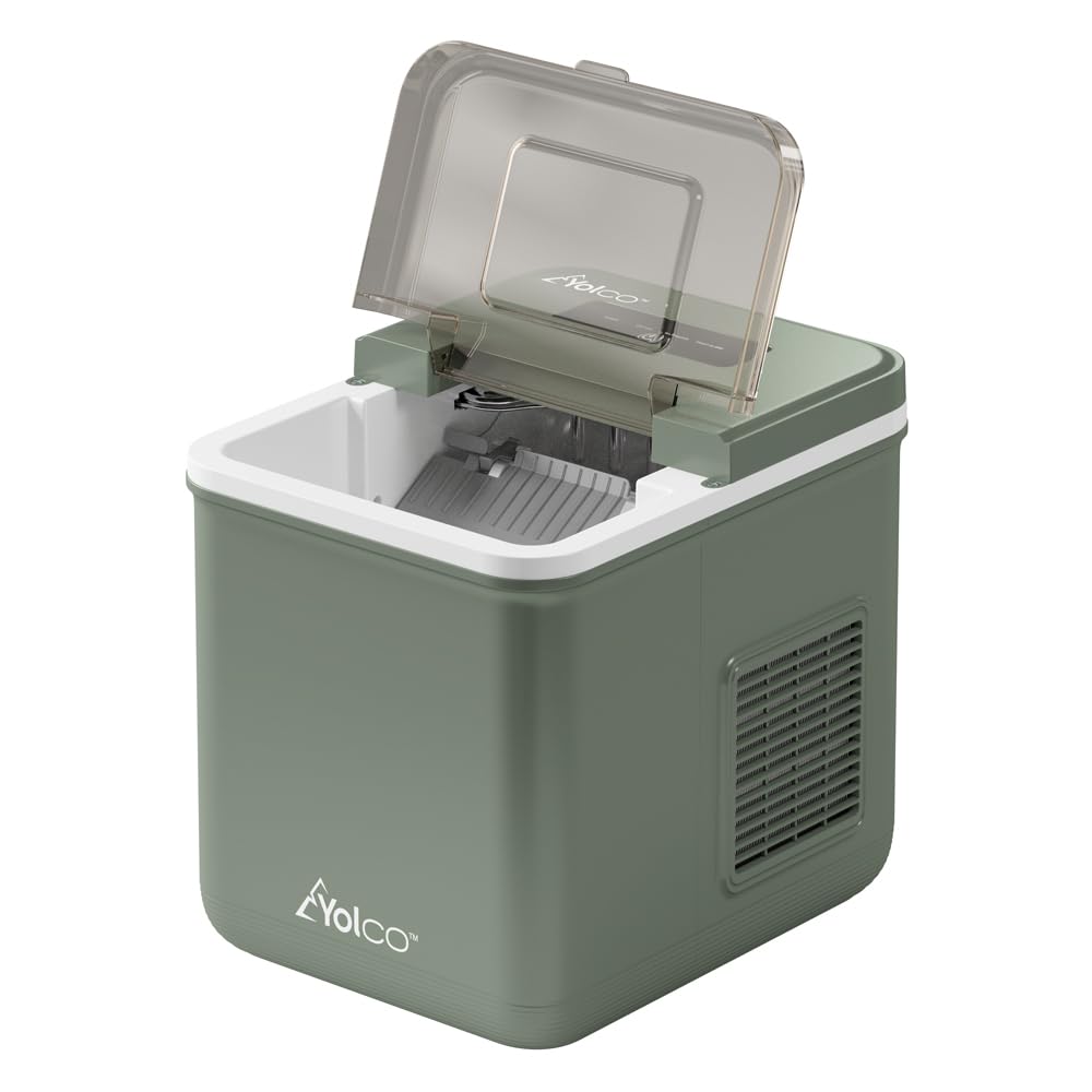 Yolco ICM1 Pistachio Machine à glaçons compacte, 10 kg en 24 heures, machine à glaçons 12-24 V pour camping-car