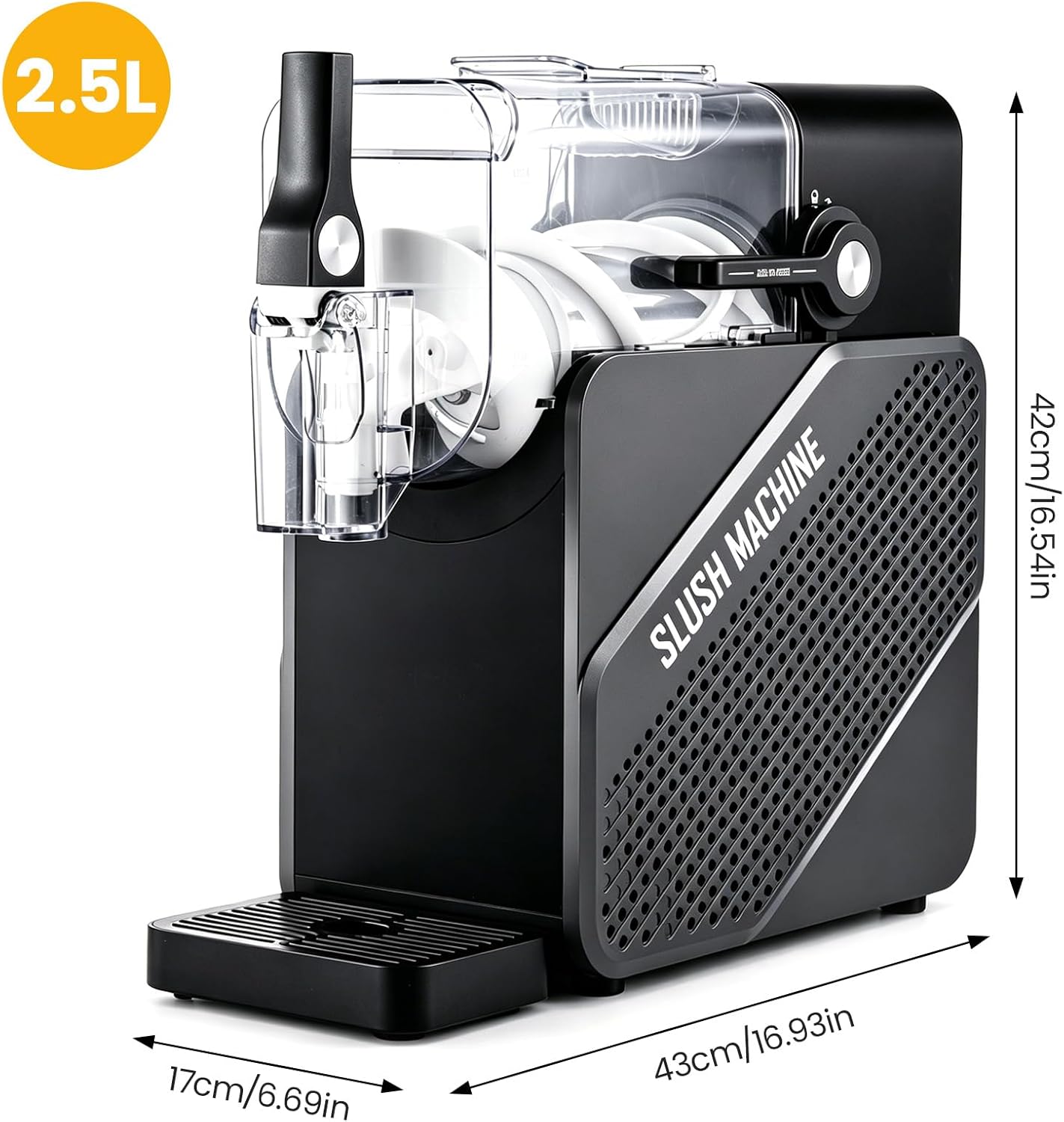 Machine à Granités 2,5 L, pour Boissons Fraîches, Glaces et Milkshakes, 5 Programmes Préréglés, Fonction d'Auto-Nettoyage