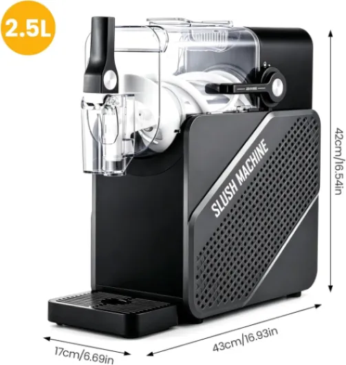 Machine à Granités 2,5 L, pour Boissons Fraîches, Glaces et Milkshakes, 5 Programmes Préréglés, Fonction d'Auto-Nettoyage