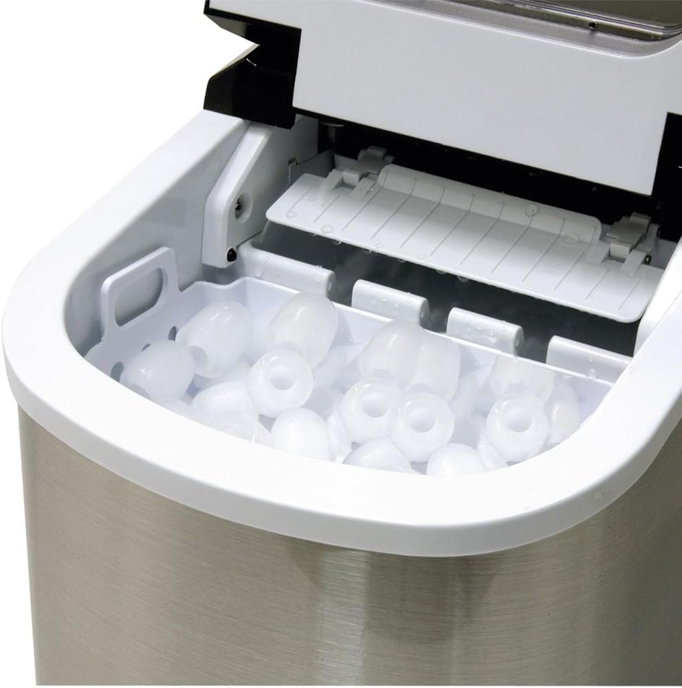 IceMaster Pro - Machine à glaçons design, produit 500 g/h, glaçons en 6-13 min, réservoir d'eau de 2,2 l, arrêt automatique, deux tailles de glaçons, indicateur de niveau d'eau, aspect inox