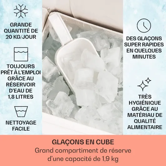 Machine a Glacons pour la Maison, Capacité de 3L, Fabrique Rapidement Jusqu'à 20kg de Glacons Concassée ou en Balles, Machine à Glaçons, Ice Maker avec Alarme Securité et Autonettoyante 20 kg (3.0 L) Bullet Crushed Ice Acier inoxydable