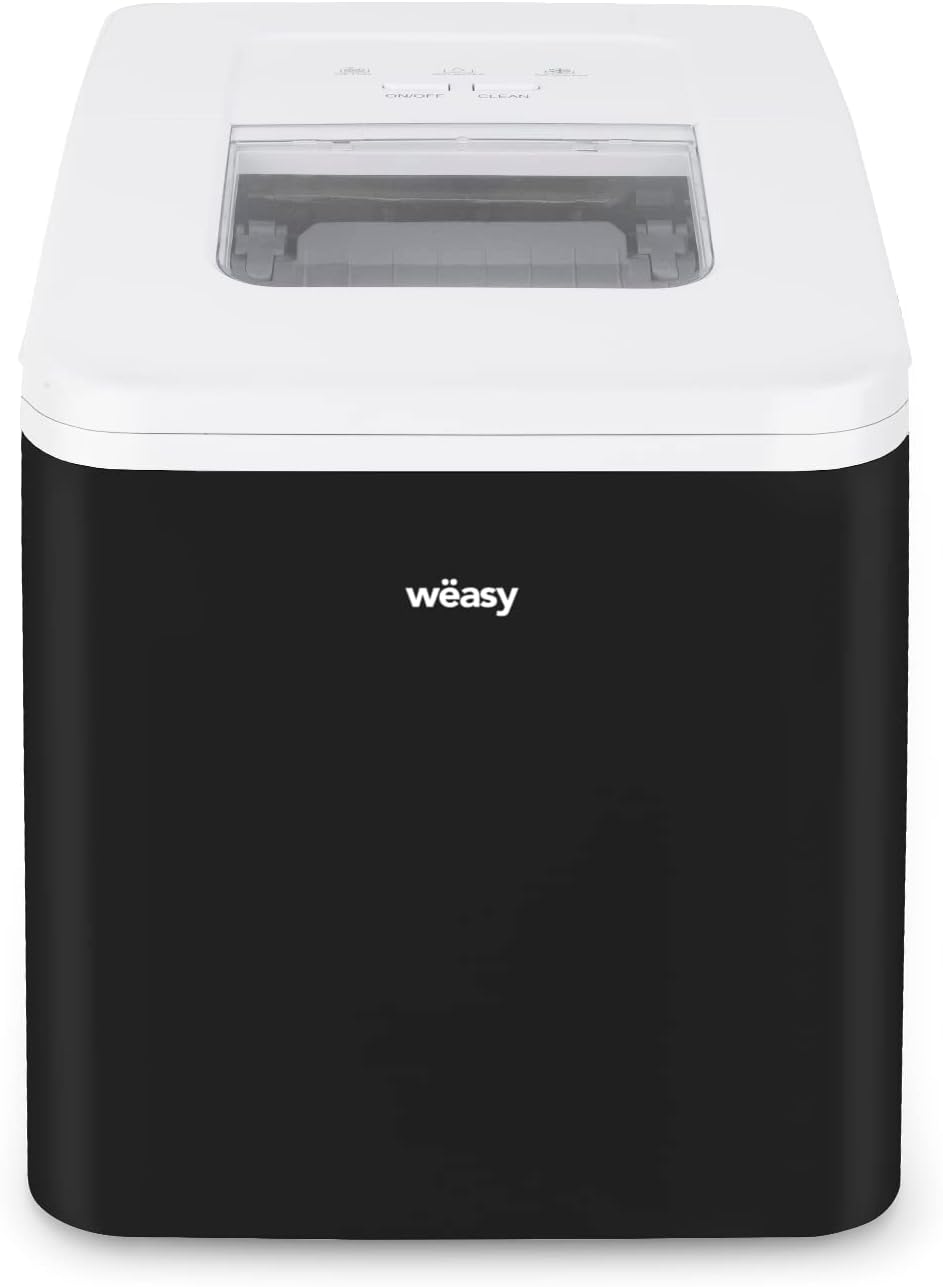 Machine à Glaçons KW12, Prêt en 6min, Fonction Autonettoyante, 12kg en 24h, Electrique, Bac Amovible, Silencieuse 1,5L, Pelle à Glaçons Noir